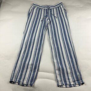 TALL Old Navy Bright Blue Stripe Linen Blend Wide Leg Lounge Pant LT